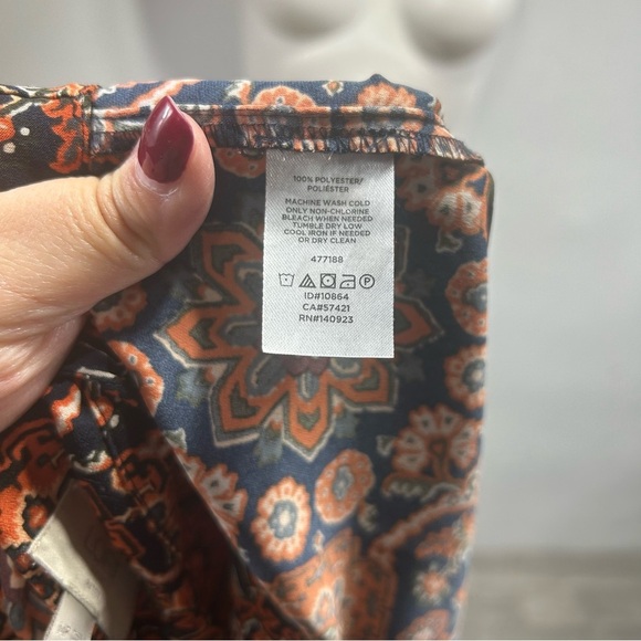 LOFT Women's Orange Floral Print Long Sleeve Mini Shift Tunic Dress MP - Picture 6 of 8